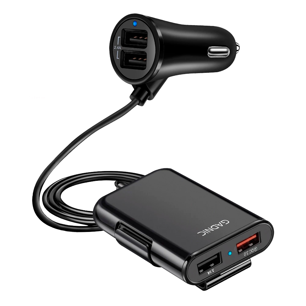 Cargador Auto USB 4 Puertos Carga Rápida